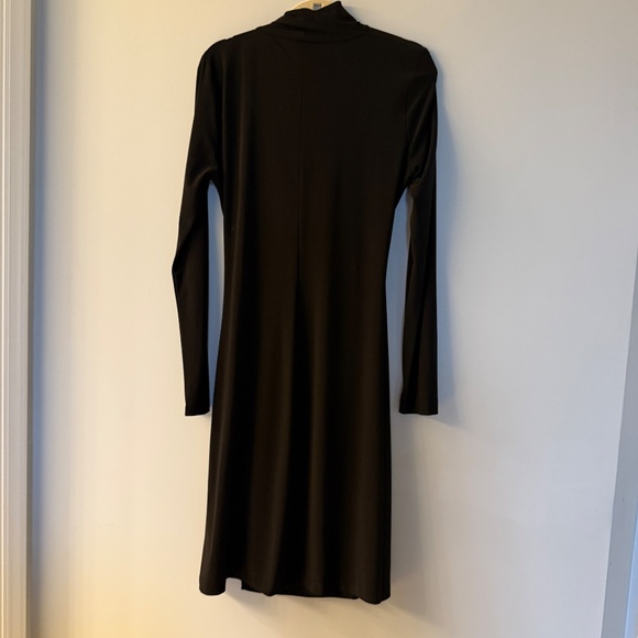NORMA KAMALI Kamali Kulture faux wrap side drape black dress long sleeve Large - Picture 5 of 5